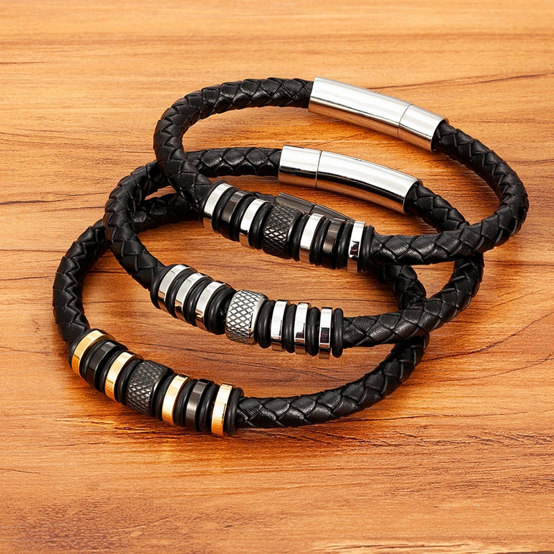 Pulseira Masculina Trançada com Detalhes Sofisticados