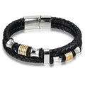 Pulseira Masculina TYO Couro Trançado com Fecho Magnético