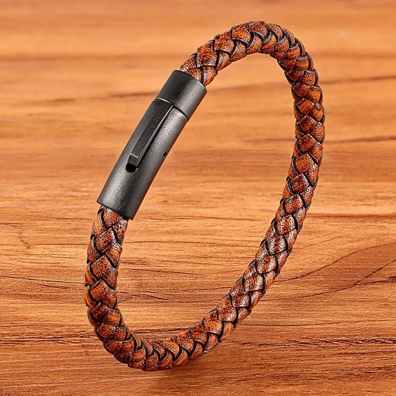 Pulseira Masculina XQNI Couro preto