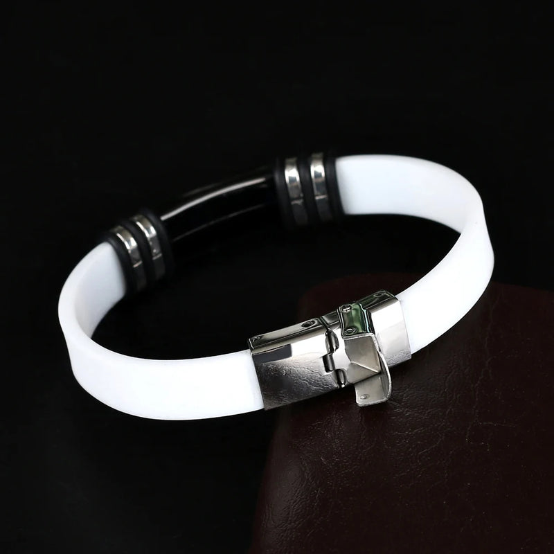 Pulseira Cuff Titanium e Silicone Glossy
