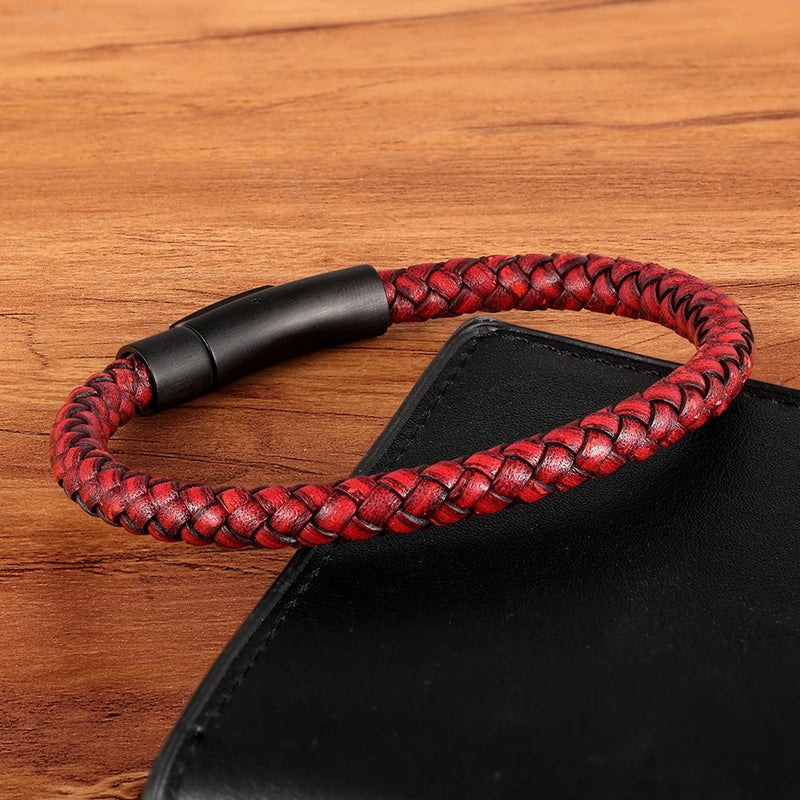 Pulseira Masculina XQNI Couro preto
