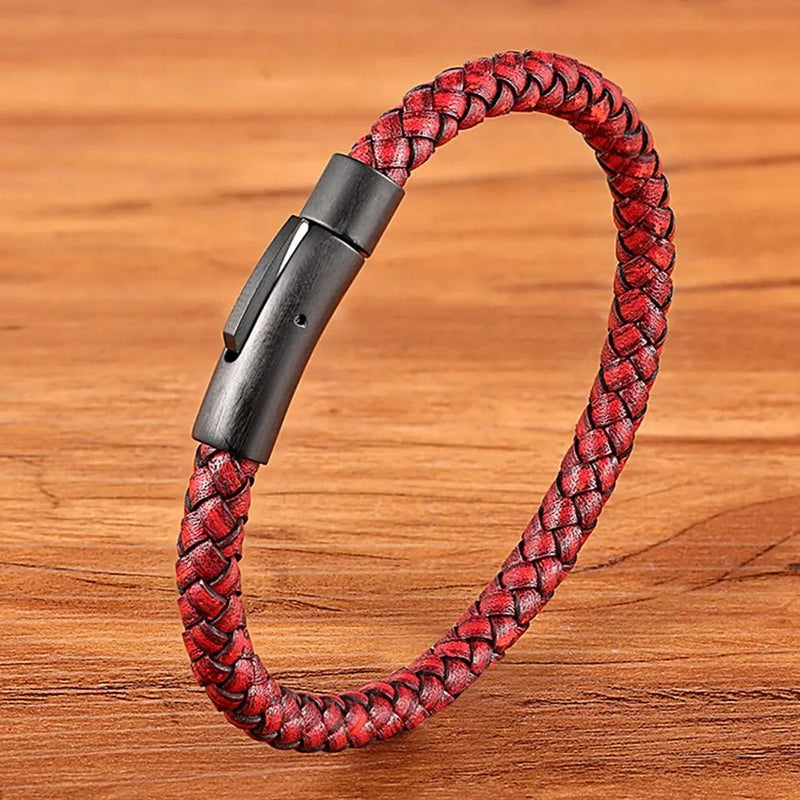 Pulseira Masculina XQNI Couro preto
