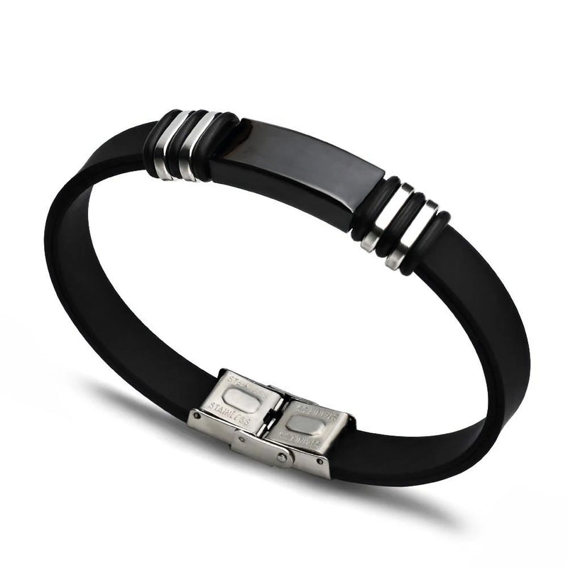 Pulseira Cuff Titanium e Silicone Glossy
