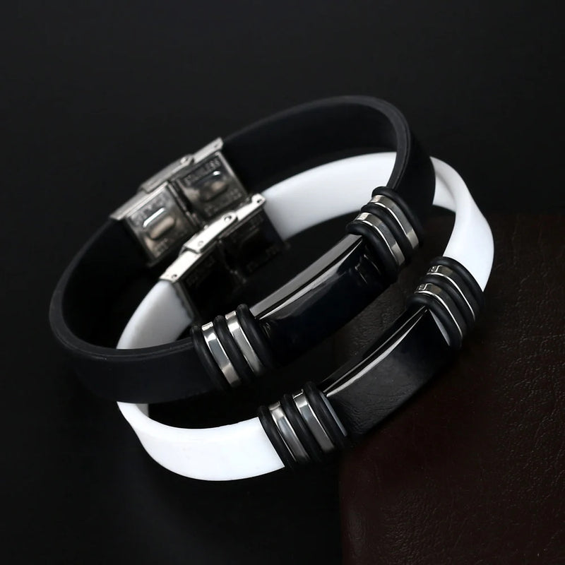 Pulseira Cuff Titanium e Silicone Glossy