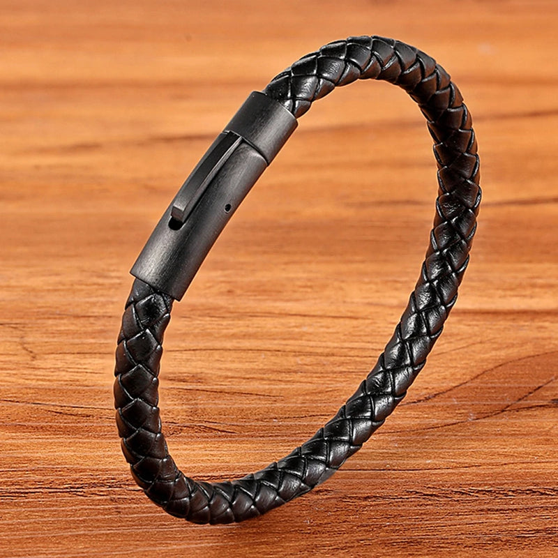 Pulseira Masculina XQNI Couro preto