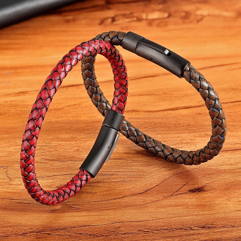 Pulseira Masculina XQNI Couro preto