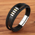 Pulseira Masculina TYO Couro Trançado com Fecho Magnético