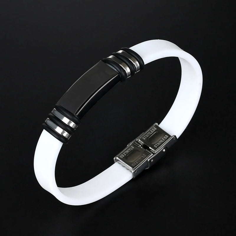 Pulseira Cuff Titanium e Silicone Glossy