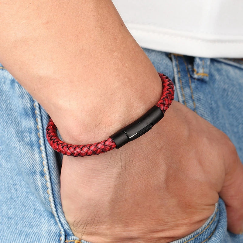 Pulseira Masculina XQNI Couro preto