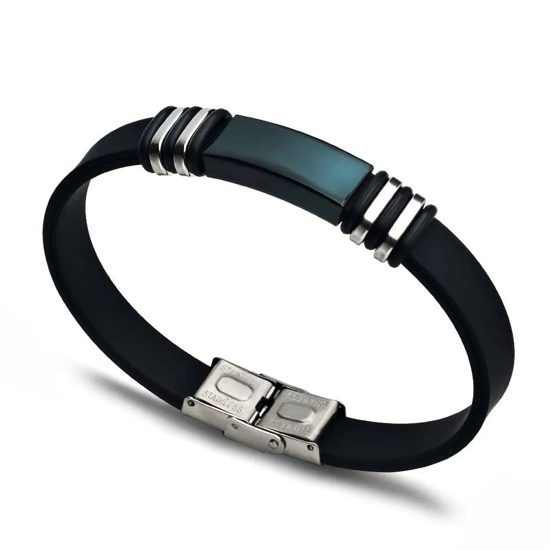 Pulseira Cuff Titanium e Silicone Glossy