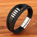 Pulseira Masculina TYO Couro Trançado com Fecho Magnético
