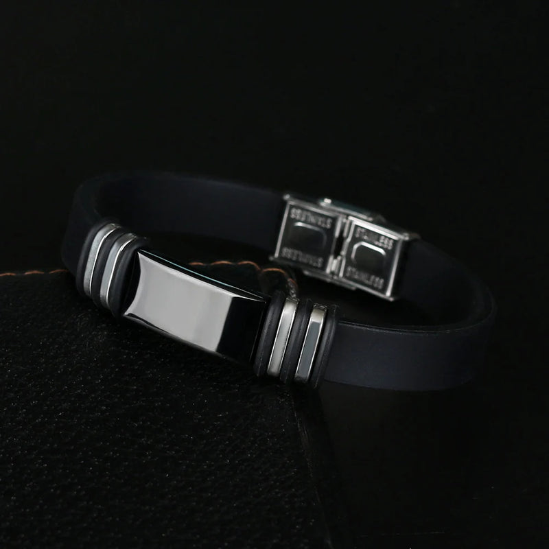 Pulseira Cuff Titanium e Silicone Glossy