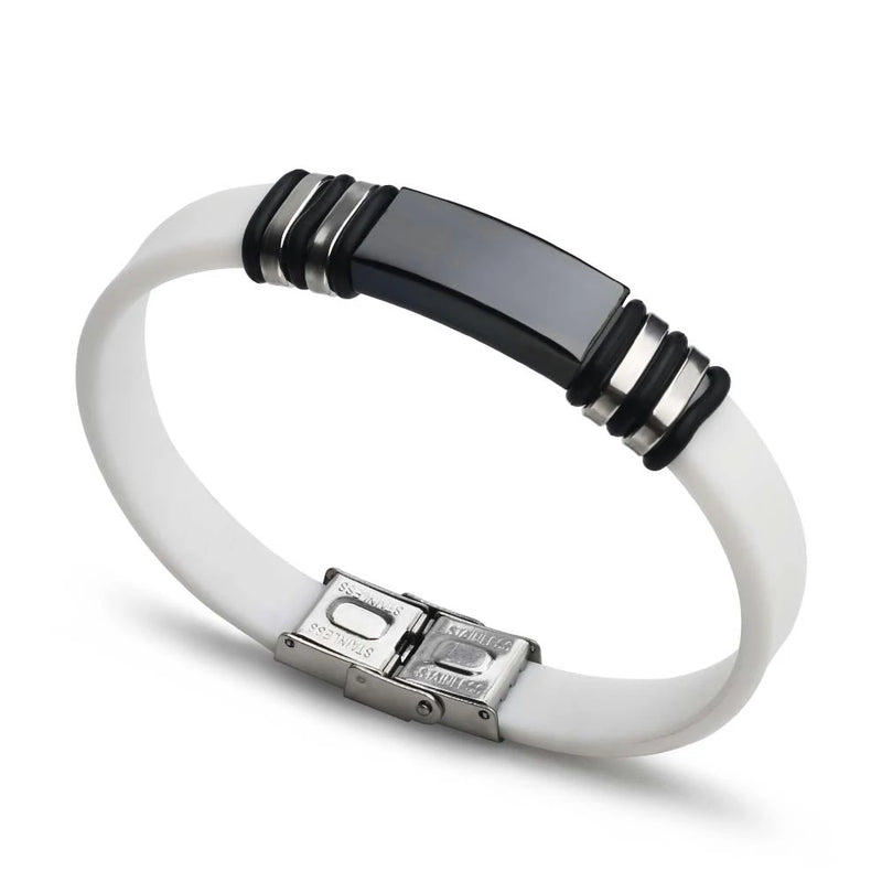 Pulseira Cuff Titanium e Silicone Glossy