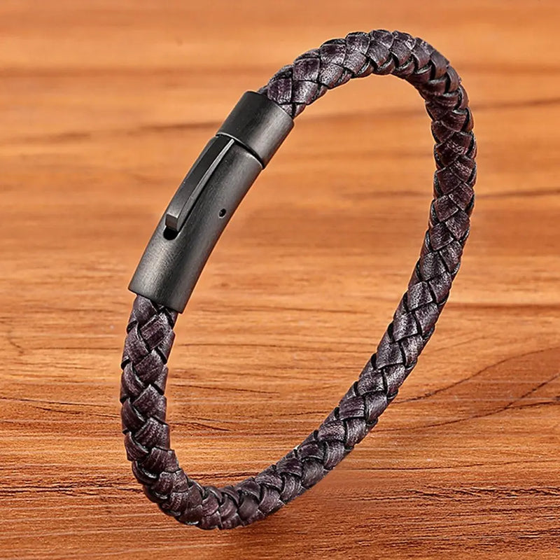 Pulseira Masculina XQNI Couro preto