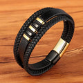 Pulseira Masculina TYO Couro Trançado com Fecho Magnético