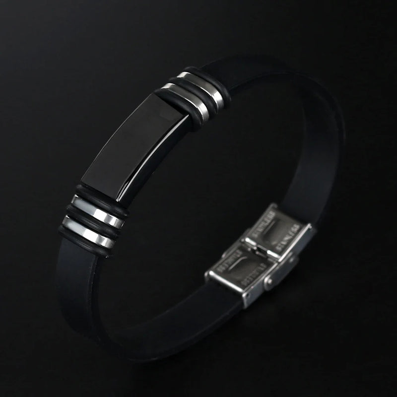 Pulseira Cuff Titanium e Silicone Glossy