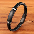 Pulseira Masculina TYO Couro Trançado com Fecho Magnético