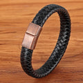 Pulseira Masculina TYO Couro Trançado com Fecho Magnético