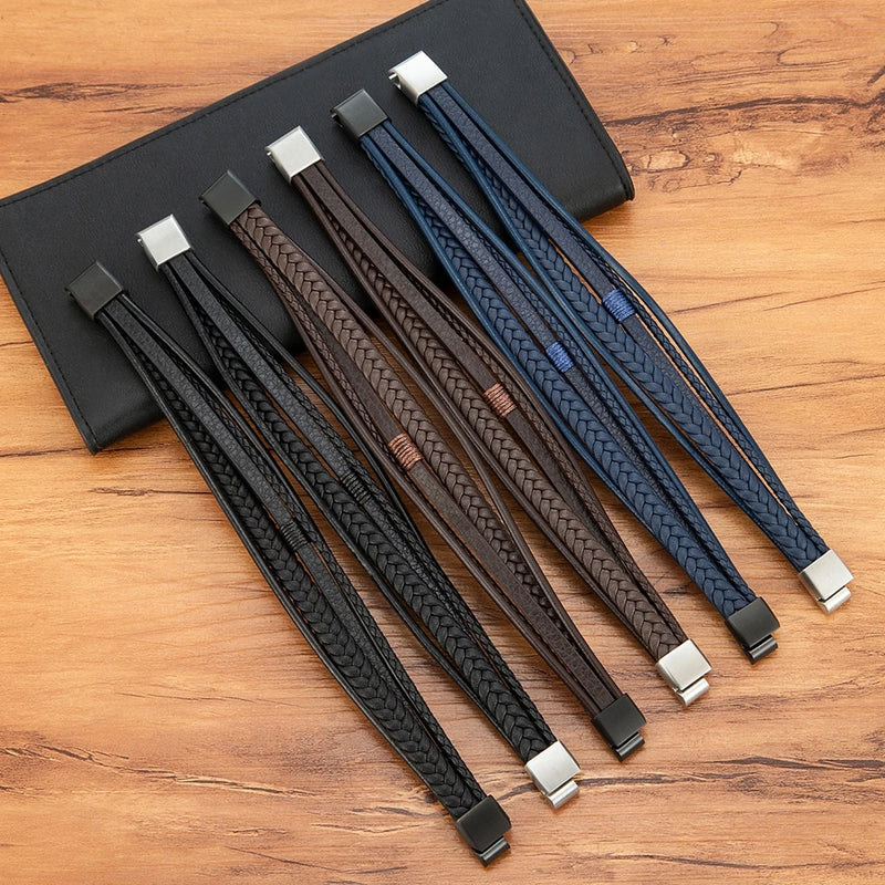 Pulseira XQNI Couro Trançado Masculina