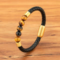 Pulseira Masculina XQNI Couro e Contas – Design Vintage