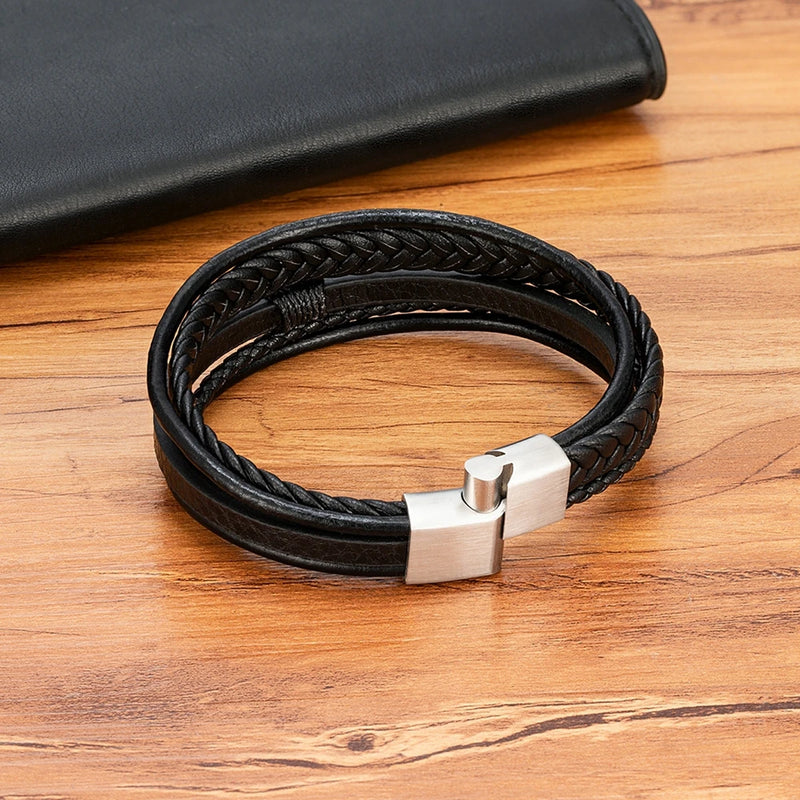 Pulseira XQNI Couro Trançado Masculina