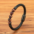 Pulseira Masculina XQNI Couro e Contas – Design Vintage