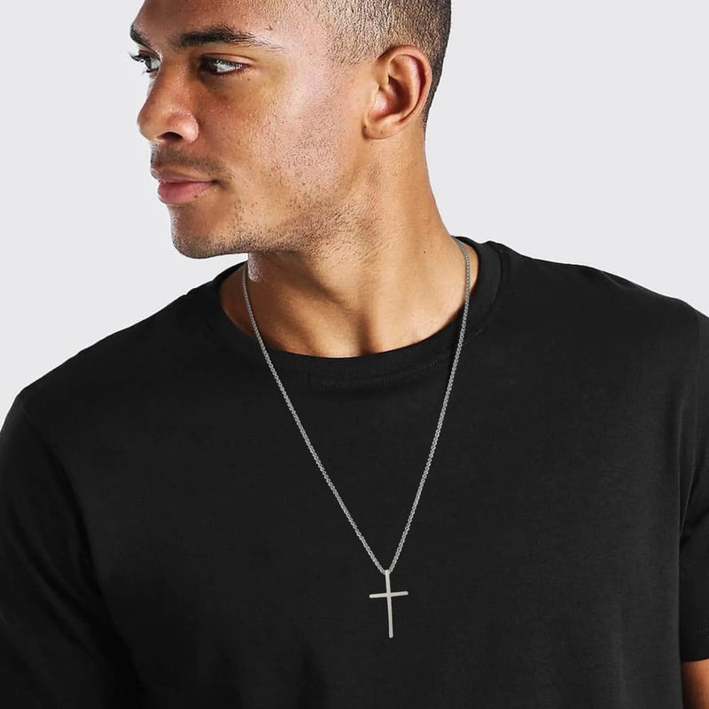 Colar Cruz Masculino Vnox – Fé e Estilo em Aço Inoxidável