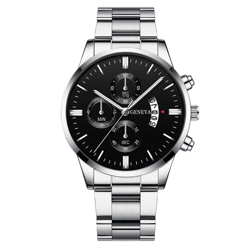 Kit Masculino Quartz – Relógio + Colar + Pulseira Estilo Casual