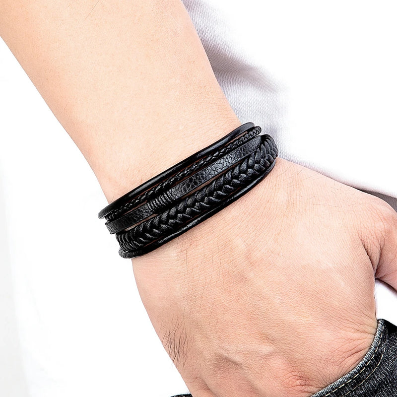 Pulseira XQNI Couro Trançado Masculina