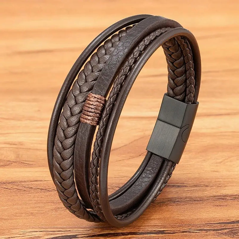 Pulseira XQNI Couro Trançado Masculina