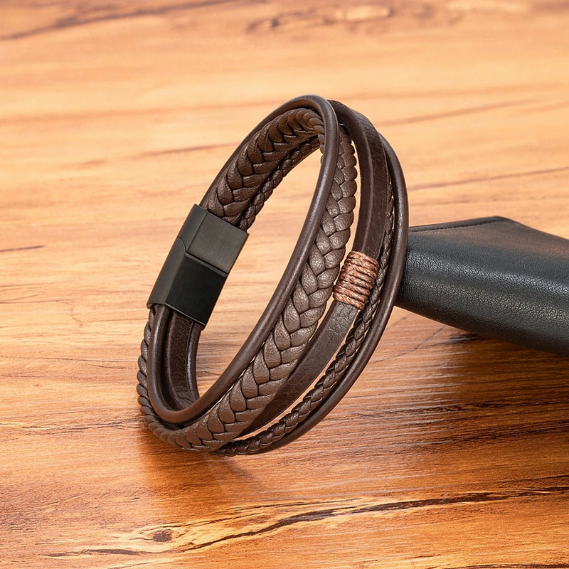 Pulseira XQNI Couro Trançado Masculina