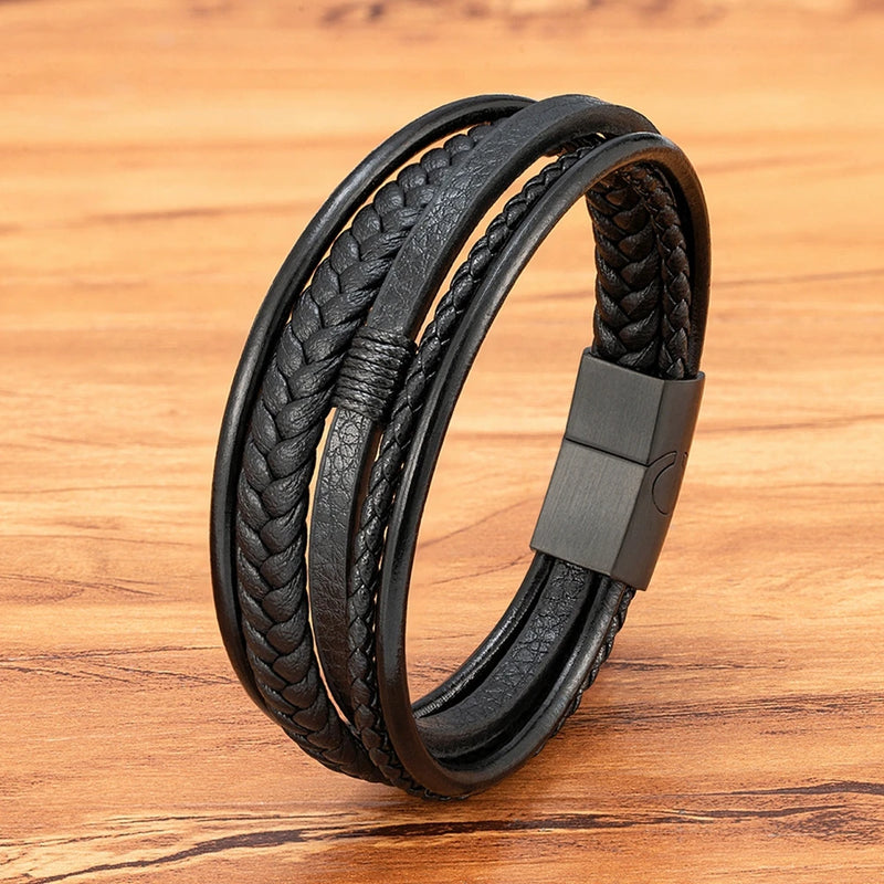 Pulseira XQNI Couro Trançado Masculina