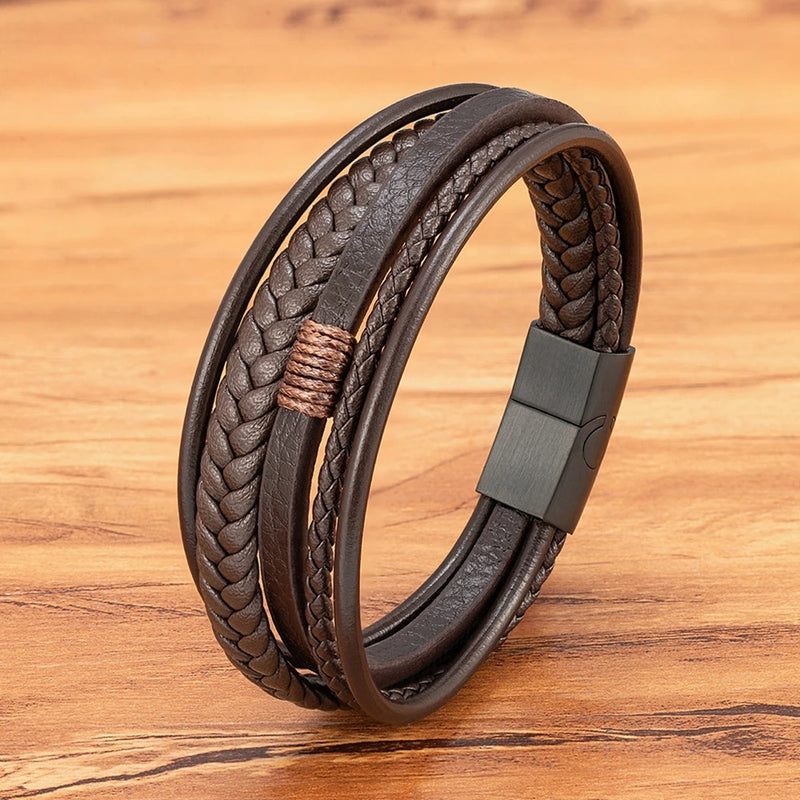 Pulseira XQNI Couro Trançado Masculina